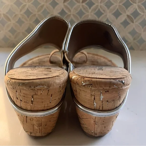 Donald Pliner GYER Upper Heel Wedge Platform Leather Slide Cork Sandals 8.5 M - Picture 6 of 10